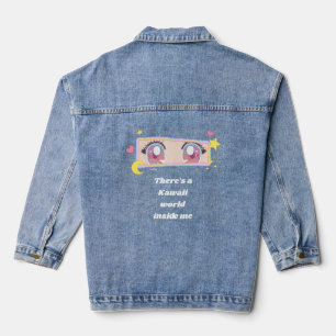 "There's a kawaii world inside me" print denim Jacket