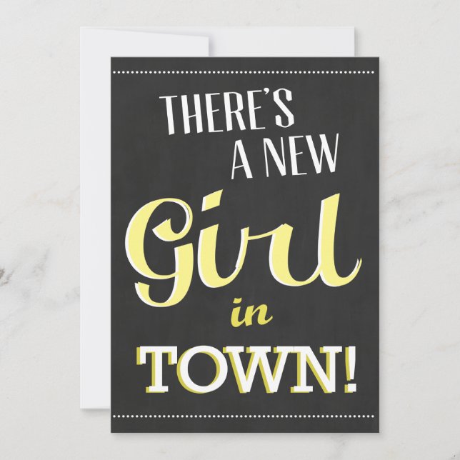 There's A New Girl In Town Baby Shower Invite (Front)