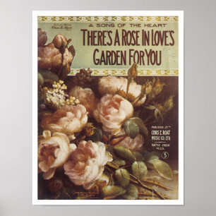There's A Rose Vintage Songbook Cover Poster