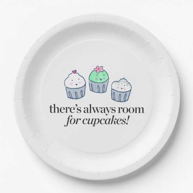 There's Always Room for Cupcakes Paper Plate (Front)