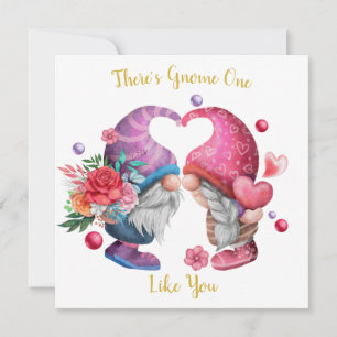 There's Gnome One Like You Cute Valentine Gnomes  Holiday Card