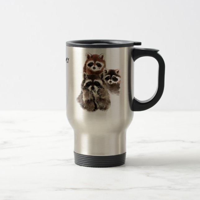 There's never too many Quote Raccoons Cute Animal Travel Mug (Right)