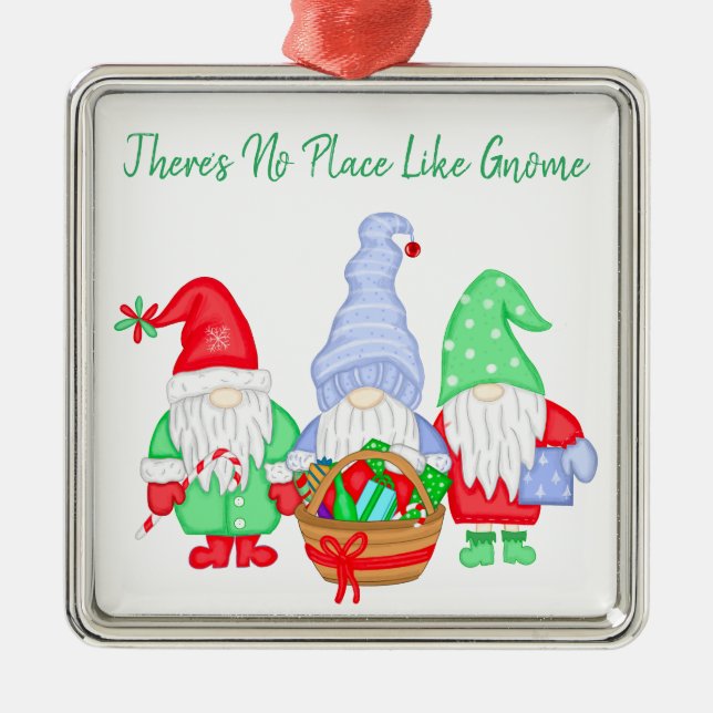 There's No Place like Gnome, Christmas Metal Tree Decoration (Front)