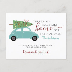 There's No Place like Home Blue Green Car   Announcement Postcard
