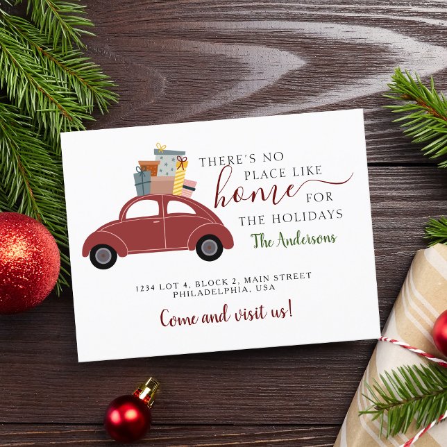 There's No Place like Home Red Car Gifts Moving Announcement Postcard (Creator Uploaded)