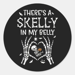 Theres Skelly Belly Halloween Pregnancy Costume Classic Round Sticker
