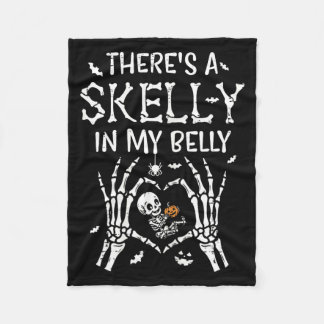 Theres Skelly Belly Halloween Pregnancy Costume Fleece Blanket