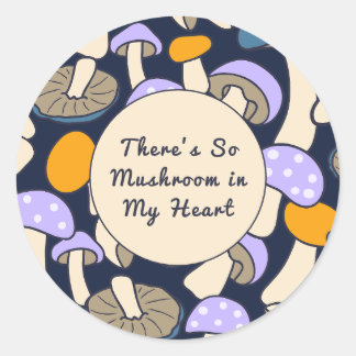 There's So Mushroom In My Heart Retro Pattern Classic Round Sticker