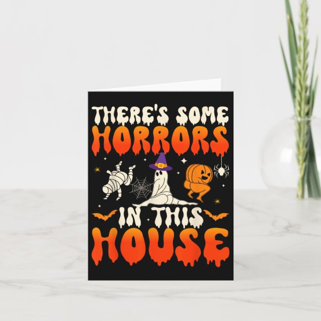 There's Some Horrors In This House Funny Ghost Hal Card (Front)