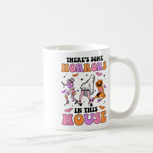There's Some Horrors In This House Funny Ghost Hal Coffee Mug (Right)