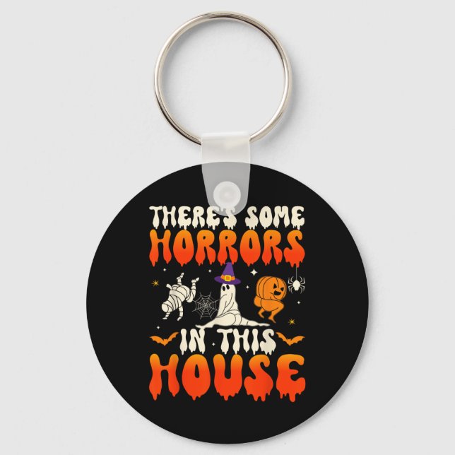 There's Some Horrors In This House Funny Ghost Hal Key Ring (Front)