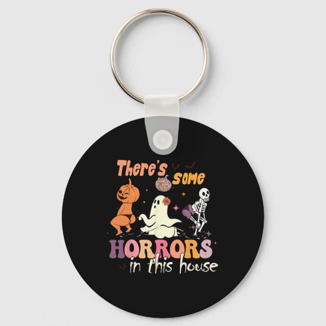 There's Some Horrors In This House Ghost Pumpkin H Key Ring (Front)