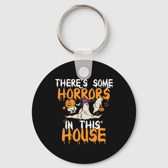 There's Some Horrors In This House Ghost Pumpkin H Key Ring (Front)