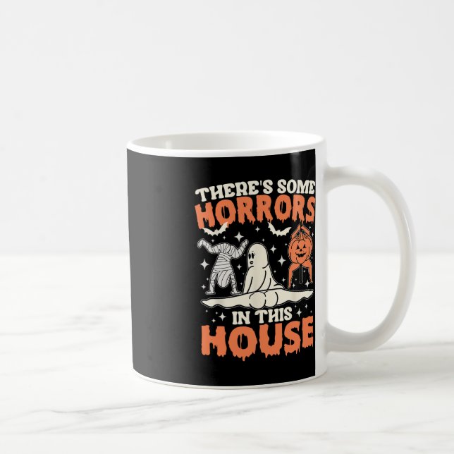 There's Some Horrors In This House Pumpkin Ghost H Coffee Mug (Right)