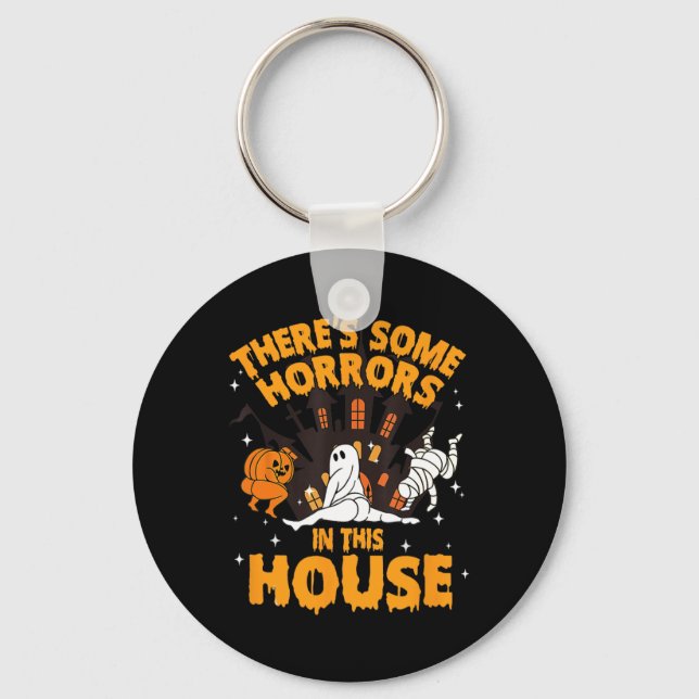 There's Some Horrors In This House Pumpkin Ghost H Key Ring (Front)