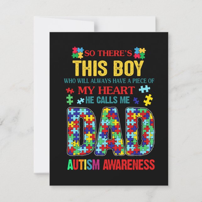 There's This Boy -He Call Me Dad -Autism Awareness Thank You Card (Front)