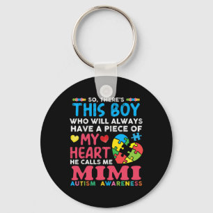 There's This Boy He Calls Me Mimi Autism Awareness Key Ring
