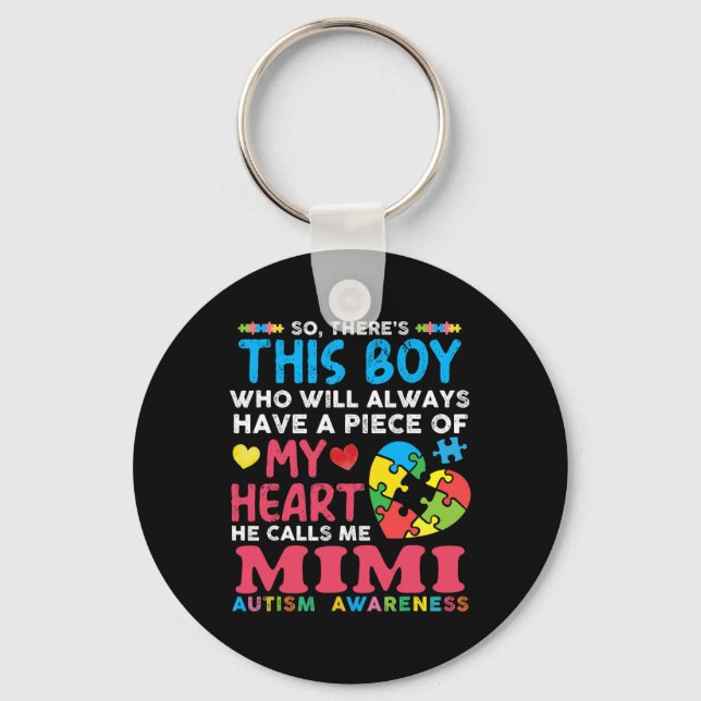 There's This Boy He Calls Me Mimi Autism Awareness Key Ring (Front)