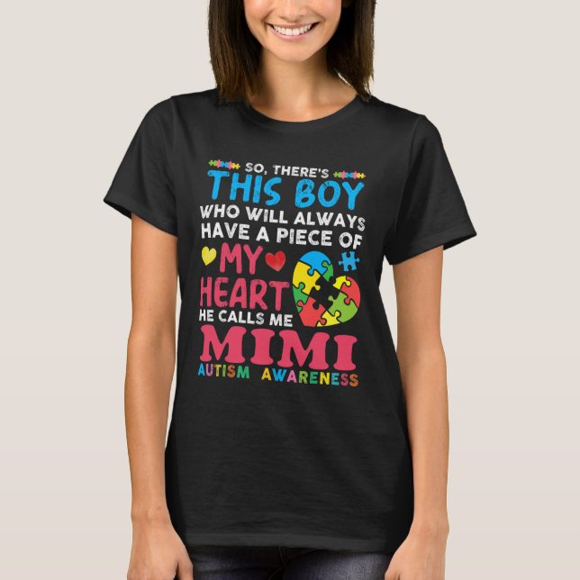 There's This Boy He Calls Me Mimi Autism Awareness T-Shirt (Front)
