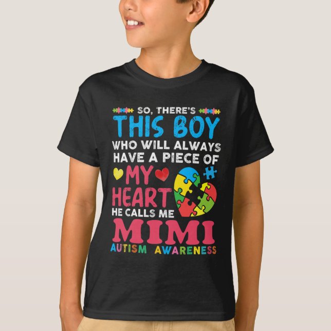 There's This Boy He Calls Me Mimi Autism Awareness T-Shirt (Front)