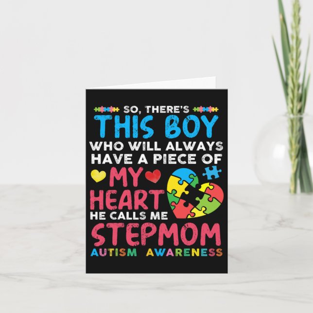 There's This Boy He Calls Me Stepmom Autism Awaren Card (Front)
