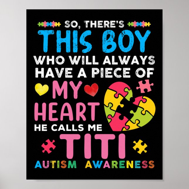 There's This Boy He Calls Me Titi Autism Awareness Poster (Front)