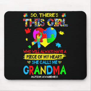 There's This Girl She Calls Me Grandma Autism Awar Mouse Mat