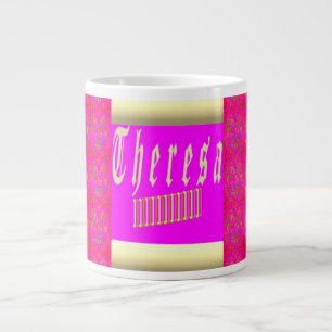 Theresa design shocking pink and gold coffee mug