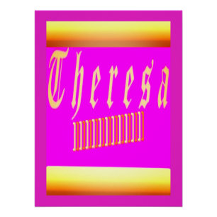 Theresa design shocking pink and gold poster