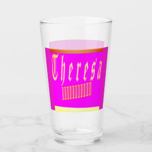 Theresa design shocking pink and gold square stic glass