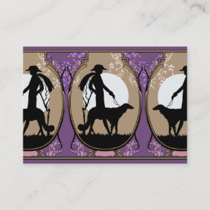 Theresa in Brown & Plum - Art Deco Lady with Dog Business Card