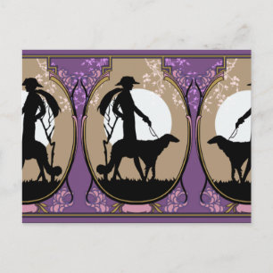 Theresa in Brown & Plum - Art Deco Lady with Dog Postcard