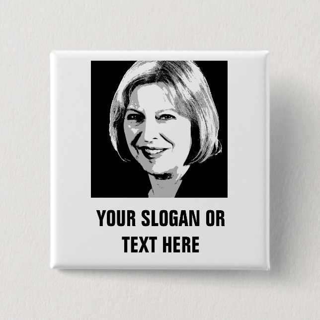 Theresa May Face Icon - 15 Cm Square Badge (Front)