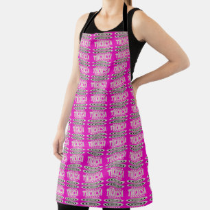 Theresa name design deep pink with hypnotic symbol apron