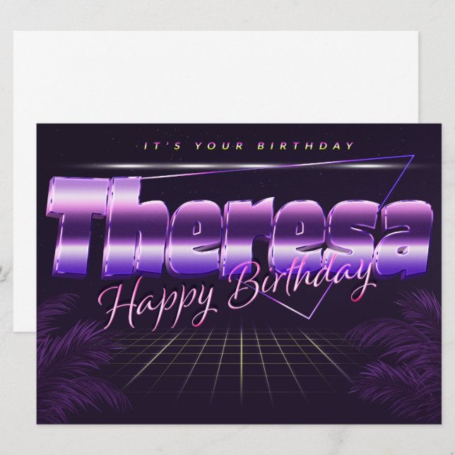 Theresa name first name pura retro card birthday (Front/Back)