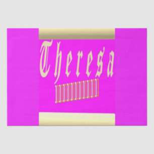 THERESA NAME GOLD AND PINK GRAPHICS TISSUE PAPER