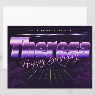 Theresa Name Vorname lila retro Karte Geburtstag Card