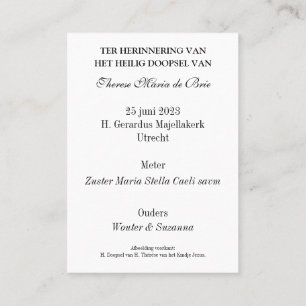 Therese Maria Baptism Place Card