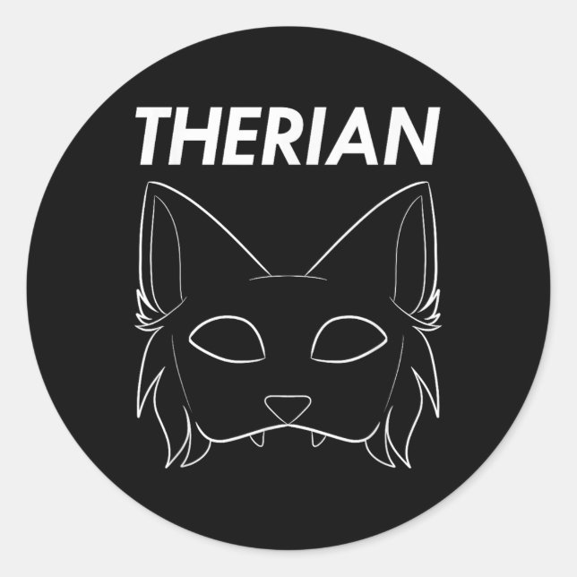 Therian Furry Animal Mask Wolf Cat Dog  Classic Round Sticker (Front)