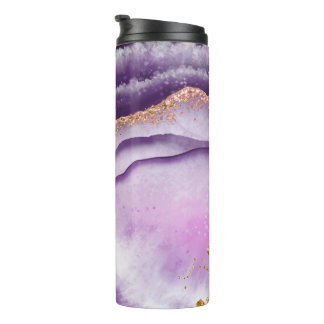 Thermal glass with purple marble motif thermal tumbler