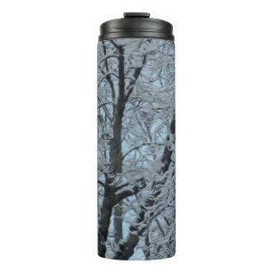 Thermal Tumbler Big Tree In Snow and Blue Sky