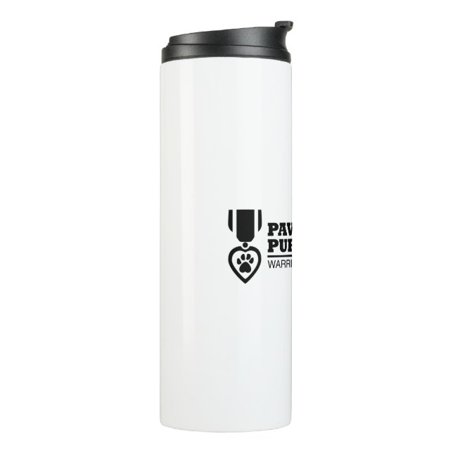 Thermal Tumbler Bottle - White w Black Logo (Rotated Left)