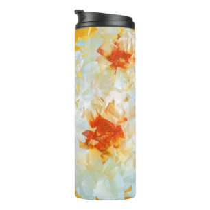 Thermal Tumbler Flowers White Orange Cubist