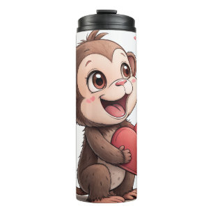Thermal Tumbler Monkey Red Hearts