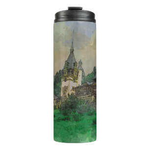 Thermal Tumbler Peles Castle Romania Watercolor