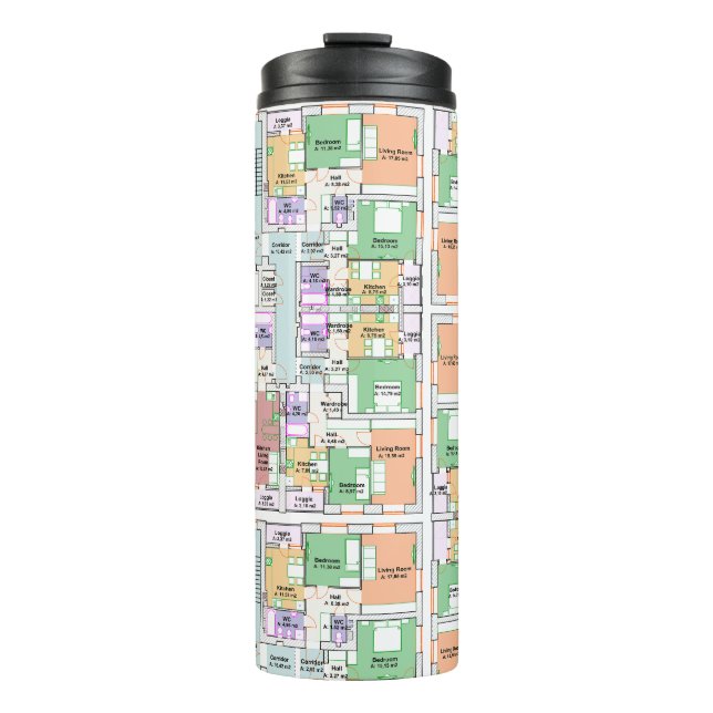 Thermal Tumbler with Architectural Blueprint (Front)