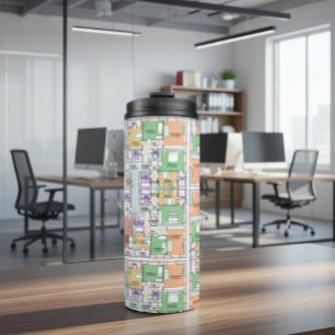 Thermal Tumbler with Architectural Blueprint