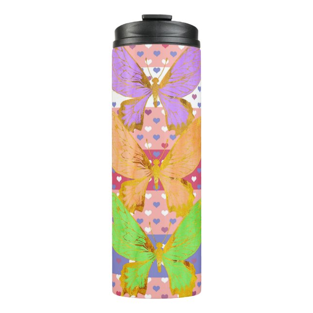 Thermal Tumbler with Butterflies and Hearts (Front)
