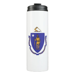 Thermal Tumbler with flag of Massachusetts, USA