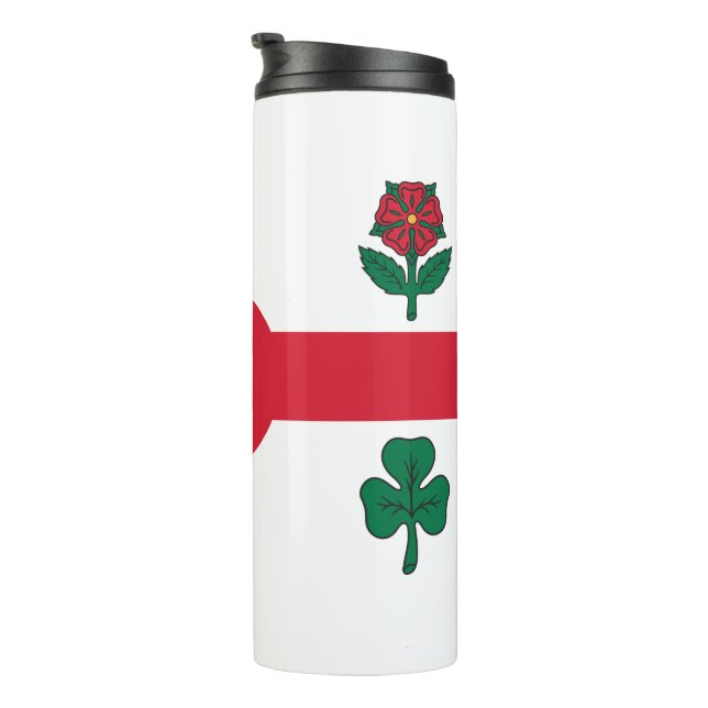 Thermal Tumbler with flag of Montreal, Canada (Rotated Right)
